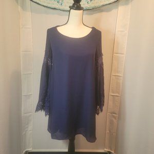 XS Charlotte Russe dark blue shift dress with long sleeves.